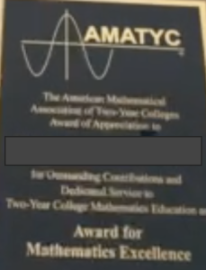 AMATYC Award for Mathematics Excellence Plaque